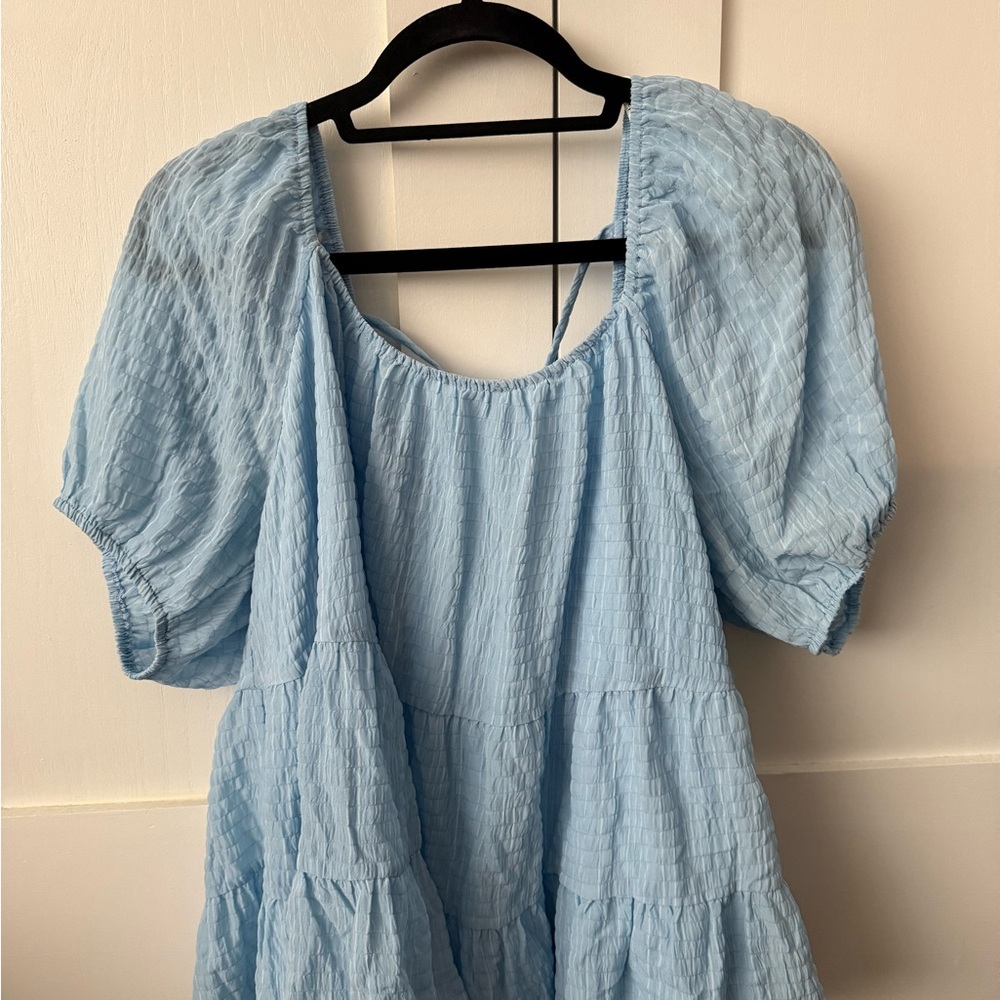 ARULA Light Blue Textured Blouse